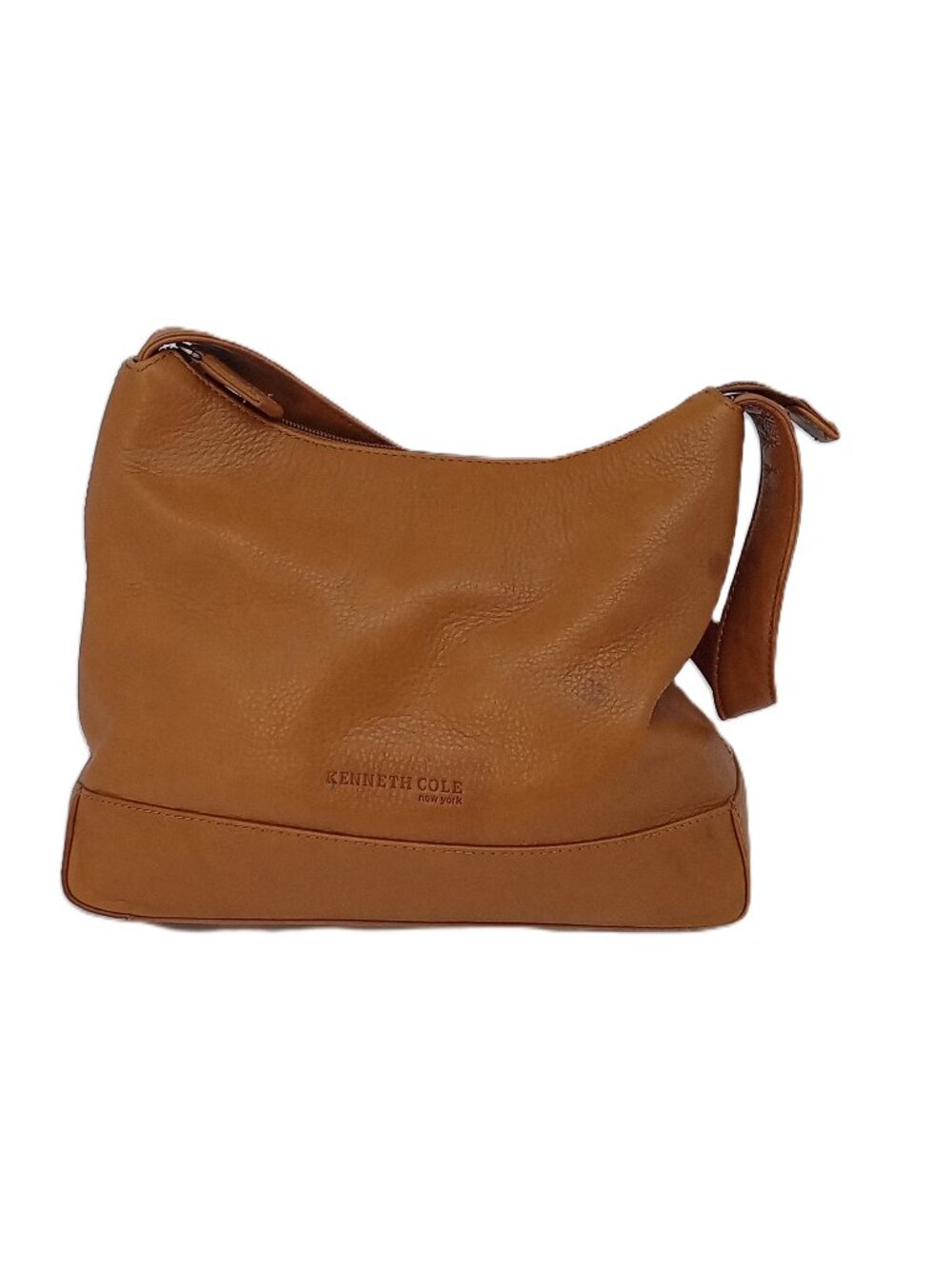 Kenneth Cole New York Brown Pebbled Leather Hobo Shoulder Bag Slouchy